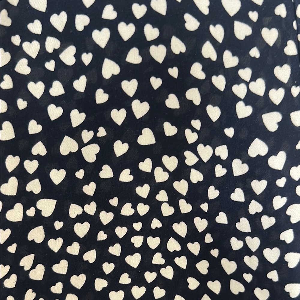 Joie Navy and White Heart Silk Blouse - Picture 4 of 9